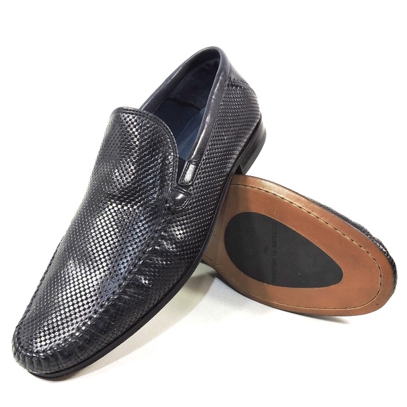 ALBERTO CICCIOLI ?? MEN\'S NAVY BLUE SOFT LEATHER COMFORT LOAFERS